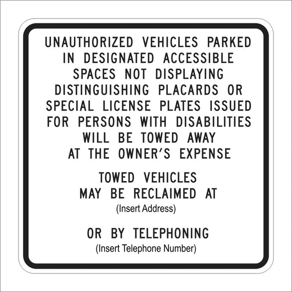 R100B (CA) CALIFORNIA DISABLED PARKING TOW-AWAY SIGN – Main Street