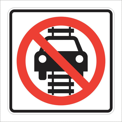 R15-6 NO VEHICLES ON TRACKS SIGN