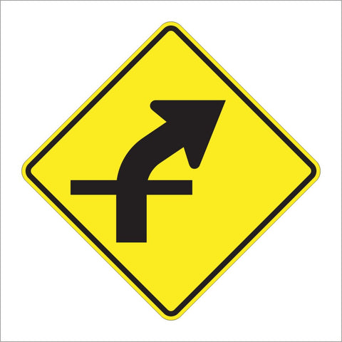 W1-10A CURVE WITH CROSS INTERSECTION (SYMBOL) SIGN