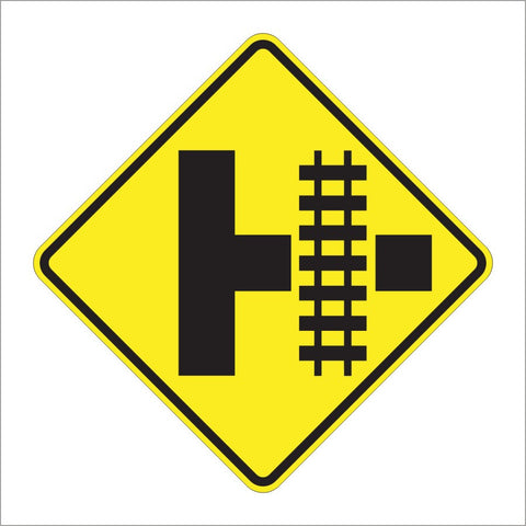 W10-3 PARALLEL RAILROAD CROSSING (SIDE ROAD) SIGN