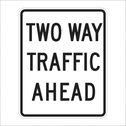 two way traffic sign black and white
