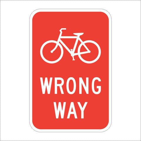 R5-1B BICYCLE WRONG WAY SIGN