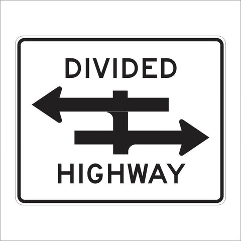 R6-3 DIVIDED HIGHWAY CROSSING SIGN