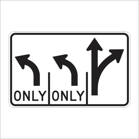 R61-17 TRIPLE LANE CONTROL LEFT RIGHT AND STRAIGHT (SYMBOL) SIGN