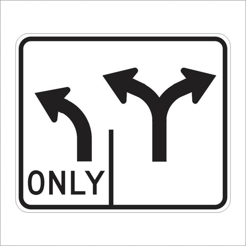 R61-9 (CA) DOUBLE LANE CONTROL LEFT AND RIGH TURN SIGN