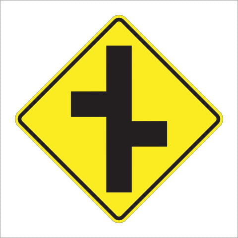 W2-7R RIGHT OFFSET SIDE ROADS SYMBOL SIGN
