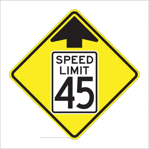 W3-5 SPEED REDUCTION AHEAD SIGN