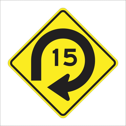 W4-14 (CA) COMBINATION TURN WITH ADVISORY SPEED SIGN