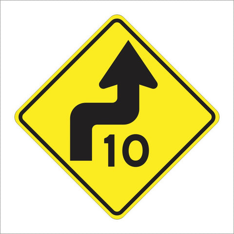 W4-1 (CA) COMBINATION TURN AND SPEED SYMBOL SIGN